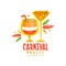 Brazil Carnival logo design, bright fest.ive party banner with cocktails vector Illustration on a white background