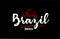 Brazil country on black background with red love heart and its capital Brasilia