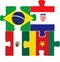 Brazil, Croatia, Mexico, Cameroon Flags in puzzle