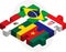 Brazil, Croatia, Mexico, Cameroon Flags in puzzle