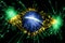Brazil fireworks sparkling flag. New Year, Christmas and National day concept
