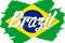 Brazil flag, banner with grunge brush texture