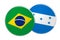 Brazil Flag Button On Honduras Flag Button, 3d illustration on white background