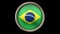 Brazil flag button isolated on black