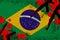 Brazil flag and guns in red blood. Concept for terror attack and military operations