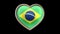 Brazil flag heart isolated on black luma matte. Patriotism