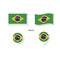 Brazil flag logo icon set, rectangle flat icons, circular shape, marker with flags
