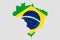 Brazil flag on map isolated  on png or transparent  background,Symbol of Brazil,template for banner,advertising, commercial,vector