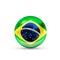 Brazil flag projected as a glossy sphere on a white background