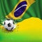 Brazil flag & soccer ball on grunge texture background, vector & illustration