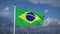 Brazil flag waving with blue sky in summer - video animation