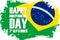 Brazil Happy Independence Day holiday background with brazilian national flag brush stroke.