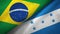 Brazil and Honduras two flags textile cloth, fabric texture