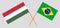 Brazil and Hungary. The Brazilian and Hungarian flags. Official proportion. Correct colors. Vector