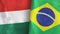 Brazil and Hungary two flags textile cloth 3D rendering