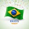 Brazil Independence Day Illustration with Flag and Falling Confetti on Light Background. 7 September National