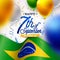 Brazil Independence Day Illustration with Flag and Party Balloon on Light Background. 7 September National Celebration