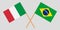 Brazil and Italy. The Brazilian and Italian flags. Official proportion. Correct colors. Vector