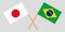 Brazil and Japan. The Brazilian and Japanese flags. Official proportion. Correct colors. Vector