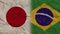 Brazil and Japan Flags Together, Crumpled Paper Effect 3D Illustration