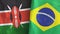 Brazil and Kenya two flags textile cloth 3D rendering