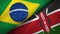 Brazil and Kenya two flags textile cloth, fabric texture