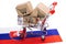 Brazil : Magnifying glass with world glove map.Box with shopping cart logo and Slovakia flag : Import Export Shopping online.