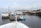 Brazil, Manaus/Port: Floating Dock with Riverboats and Tugboat