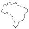 Brazil map from the contour black brush lines on white background. Vector illustration