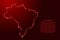 Brazil map from the contour red brush lines and glowing stars on dark background. Vector illustration