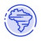 Brazil, Map, Country Blue Dotted Line Line Icon