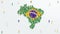 Brazil Map and Flag. A large group of people in Brazilian flag color form to create the map. 4K Animation.