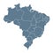 Brazil Map - Vector Solid Contour and State Regions