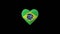 Brazil National Day. Independence Day. Heart shape made out of shiny spheres animation. Heart animation with alpha matte. 3D