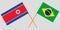 Brazil and North Korea. The Brazilian and Korean flags. Official proportion. Correct colors. Vector