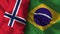 Brazil and Norway Realistic Flag â€“ Fabric Texture Illustration