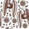 Brazil nut tree vector backdrop. Vintage culinary nuts seamless pattern. Hand drawn exotic food background.  Organic vegetarian