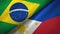 Brazil and Philippines two flags textile cloth, fabric texture