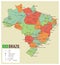 Brazil political map with selectable territories. Vector