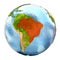 Brazil in red on full Earth