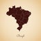 Brazil region map: retro style brown outline on.