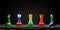 Brazil Russia India China and South Africa flag print screen on pawn chess for BRICS economic international cooperation concept by