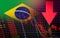 Brazil Stock Exchange market crisis red market price down chart fall Business and finance money crisis red negative drop in sales