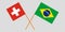 Brazil and Switzerland. The Brazilian and Swiss flags. Official proportion. Correct colors. Vector