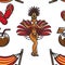 Brazil symbols seamless pattern Brazilian carnival dancer