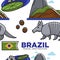 Brazil travel destination seamless pattern Brazilian symbols