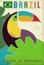 Brazil Travel Poster Grunge Parrot Vintage