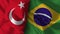 Brazil and Turkey Realistic Flag â€“ Fabric Texture Illustration