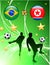Brazil versus North Korea on Abstract Green Stars Background