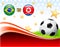 Brazil versus North Korea on Abstract Red Background with Stars